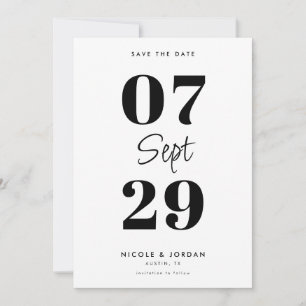 Simple Modern Black and White Wedding Save The Date