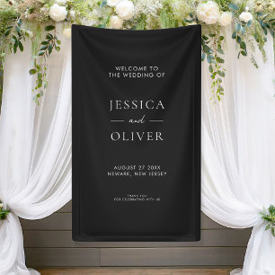 Simple Modern Black and White Wedding Welcome Banner