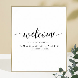 Simple Modern Black and White Wedding Welcome Poster