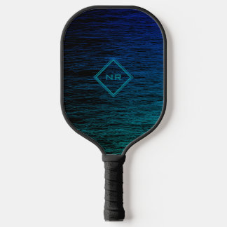    Simple Modern Black Blue Teal Abstract Scribble Pickleball Paddle