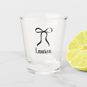 Simple Modern Black Bow Bridesmaid Proposal Shot Glass