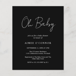 Simple Modern Black Budget Baby Shower Invitation
