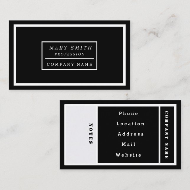 Simple Modern Black Business Card (Front/Back)