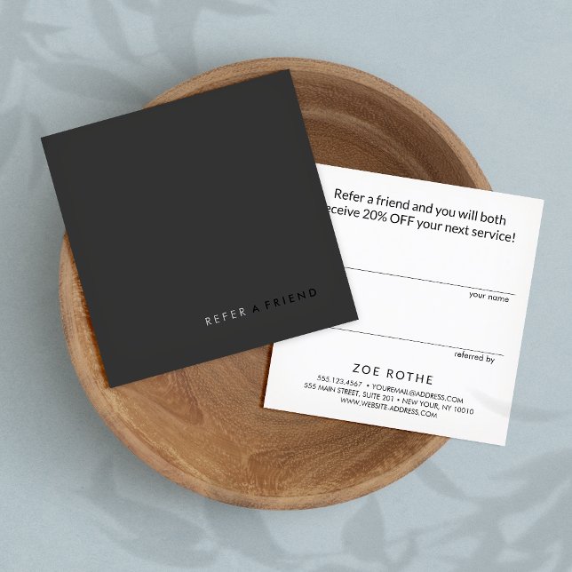 Simple Modern Black  Customer Referral Card (Creator Uploaded)