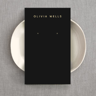 Simple Modern Black Earring Display Mini Business Card