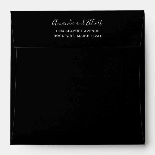 Simple Modern Black Elegant Wedding Envelope (Back (Top Flap))