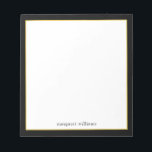 Simple Modern Black Gold Border Personalised Notepad<br><div class="desc">Simple Modern Black Gold Border Personalised Notepad</div>