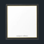 Simple Modern Black Gold Border Personalised Notepad<br><div class="desc">Simple Modern Black Gold Border Personalised Notepad</div>