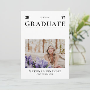 Simple Modern Black Graduation Photo Announcement