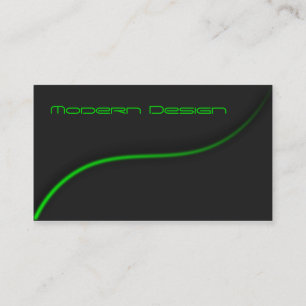 Simple Modern Black & Green Swoosh - Business Card