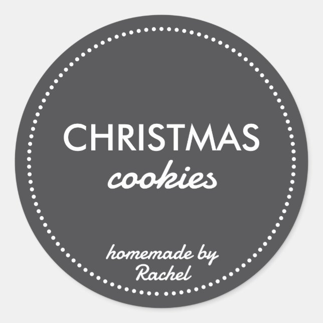 Simple Modern Black Homemade Christmas Cookies Classic Round Sticker (Front)