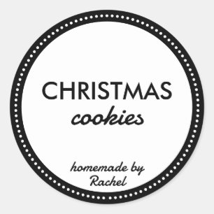 Simple Modern Black Homemade Christmas Cookies Classic Round Sticker
