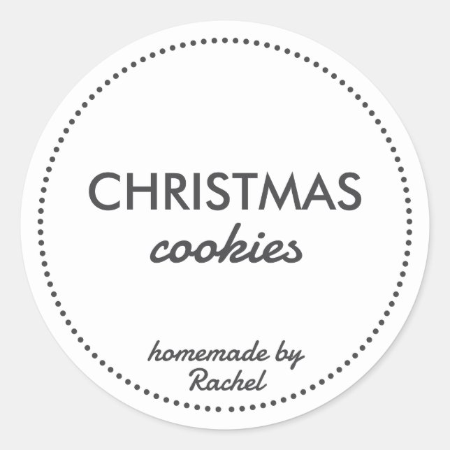 Simple Modern Black Homemade Christmas Cookies Classic Round Sticker (Front)