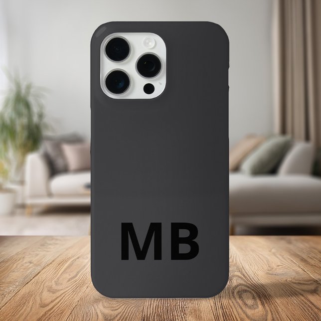 Simple Modern Black Initial Monogram Case-Mate iPhone Case (Creator Uploaded)