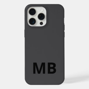 Simple Modern Black Initial Monogram iPhone 15 Pro Max Case