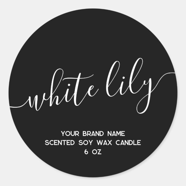 Simple modern black minimal candle label (Front)