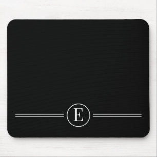 Simple Modern Black Monogram Mousepad