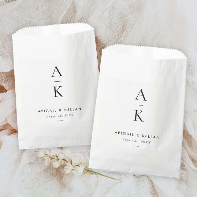 Simple Modern Black Monogram Wedding Favour Bags (Creator Uploaded)