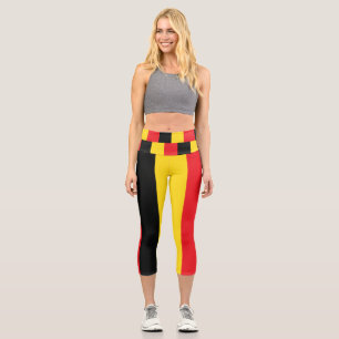 Simple Modern black red yellow Belgium Flag  Capri Leggings