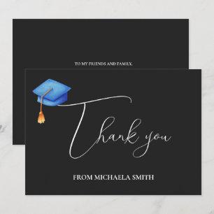 Simple Modern Black Script Graduation Message Thank You Card