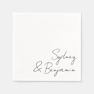 Simple Modern Black Script Minimal Custom Wedding Napkin