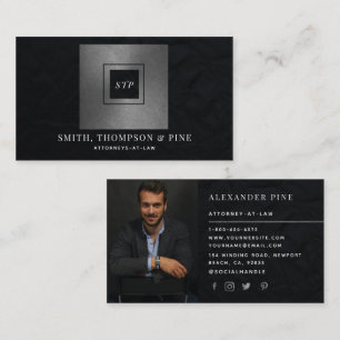 Simple Modern Black Silver Professional Photo Business Card
