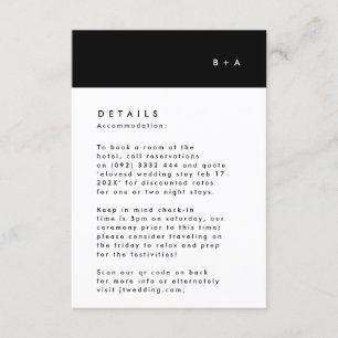 Simple Modern Black Stripe Monogram Accommodation RSVP Card