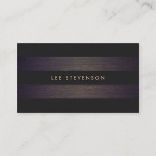 Simple Modern Black Stripes Elegant Wood Look Business Card