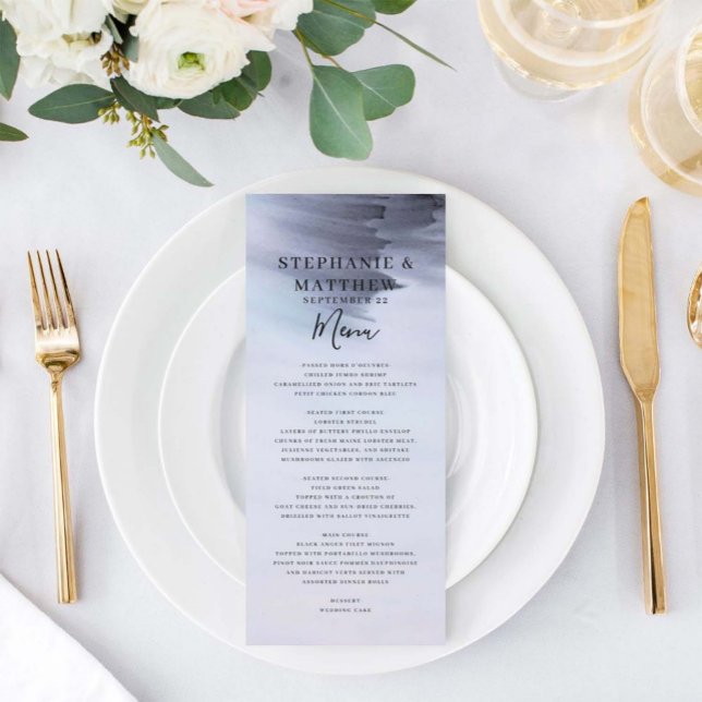 Simple Modern Black Watercolor Wedding Menu (Creator Uploaded)