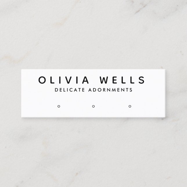 Simple Modern Black White 3 Hole Earring Display Mini Business Card (Front)