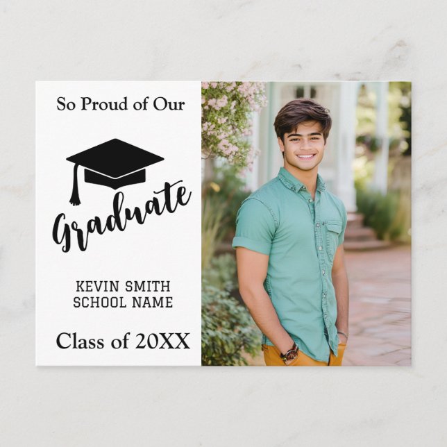 SIMPLE MODERN BLACK & WHITE Announcement Postcard (Front)