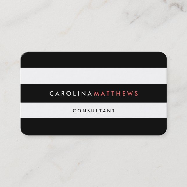 Simple Modern Black White | Business Cards (Front)