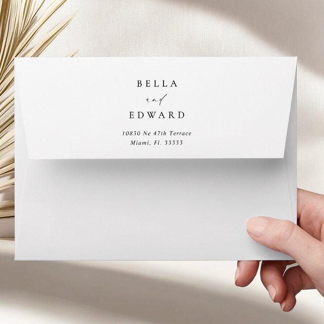 Simple Modern Black White Calligraphy Chic Wedding Envelope (Creator Uploaded)