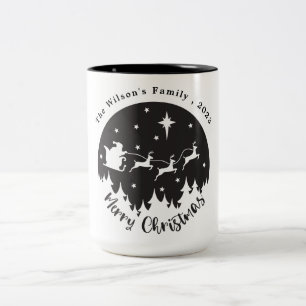 Simple Modern Black & White Christmas  Two-Tone Coffee Mug
