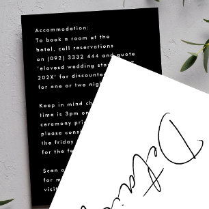 Simple Modern Black White Details Accommodation RSVP Card