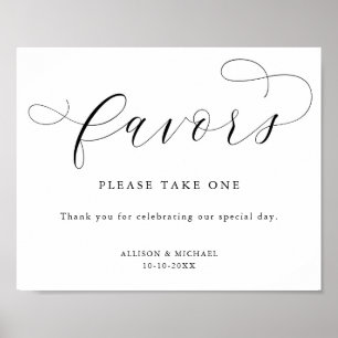 Simple modern black white favours sign