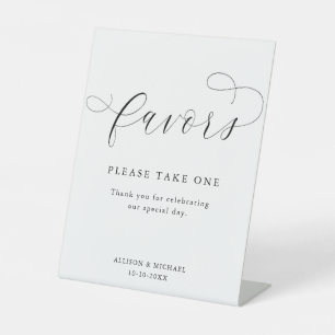 Simple modern black white favours sign