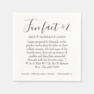 Simple Modern Black & White Fun Fact 2 Wedding Napkin