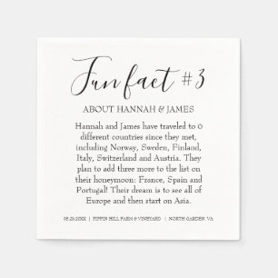 Simple Modern Black & White Fun Fact 3 Wedding Napkin