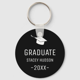 Simple Modern Black & White Graduation  Key Ring