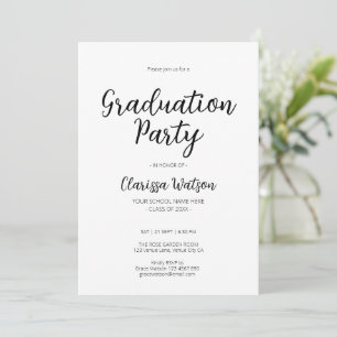 Simple Modern Black & White Graduation Party Invitation
