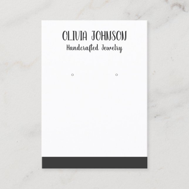 Simple Modern Black White Jewellery Earring Displa Business Card (Front)