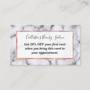 Simple Modern Black White Marble Stone Pattern Discount Card