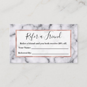 Simple Modern Black White Marble Stone Pattern Referral Card
