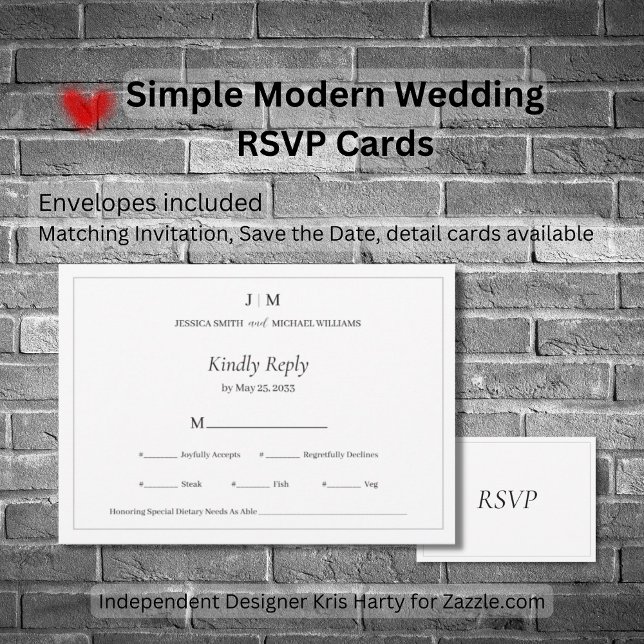 Simple Modern Black White Minimal Border RSVP Card (Creator Uploaded)