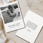 Simple Modern Black & White Minimalist Photo Thank You Card<br><div class="desc">Introducing our elegant Thank You Card, designed to express your heartfelt gratitude with a touch of timeless charm. Featuring a squared photo on the front, accompanied by a bold "thank you" message, this card captures the essence of your appreciation in a simple and minimalist way. Crafted with care and attention...</div>