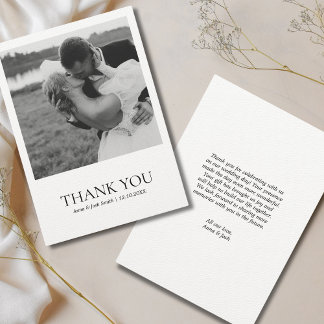 Simple Modern Black & White Minimalist Photo Thank You Card
