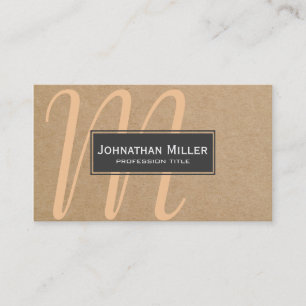 Simple Modern Black & White on Paper Monogram Business Card