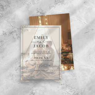Simple Modern Black & White Overlay Photo Wedding Invitation