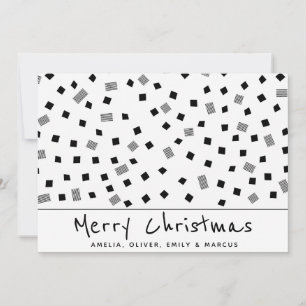 Simple Modern Black White Pattern Merry Christmas Holiday Card